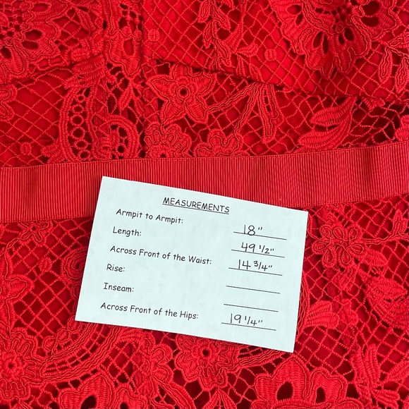 SELF-PORTRAIT Red Floral Lace High Neck Midi Dress Party Holidays Coquette 8 - Picture 16 of 16